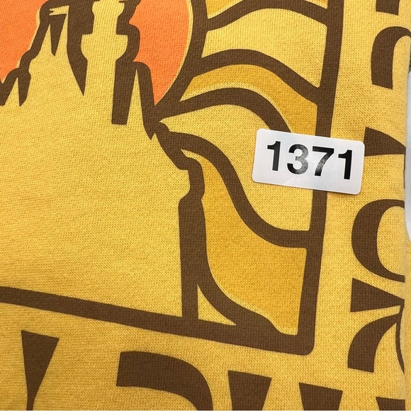 NWT Disney Adult M Mustard Yellow Crewneck Sweatshirt Psychadelic 60s 70s Design - Picture 10 of 11